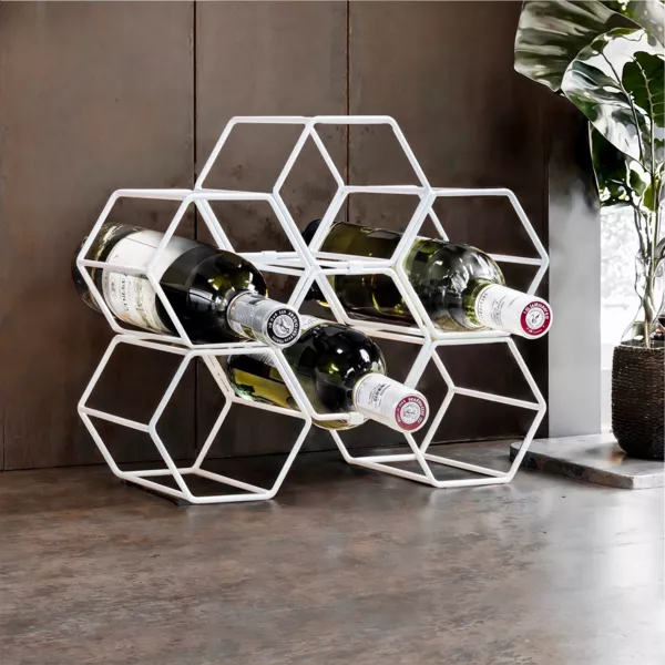 S�t med 2 stablebare metal vinreoler (H26 cm) C�me Hvid