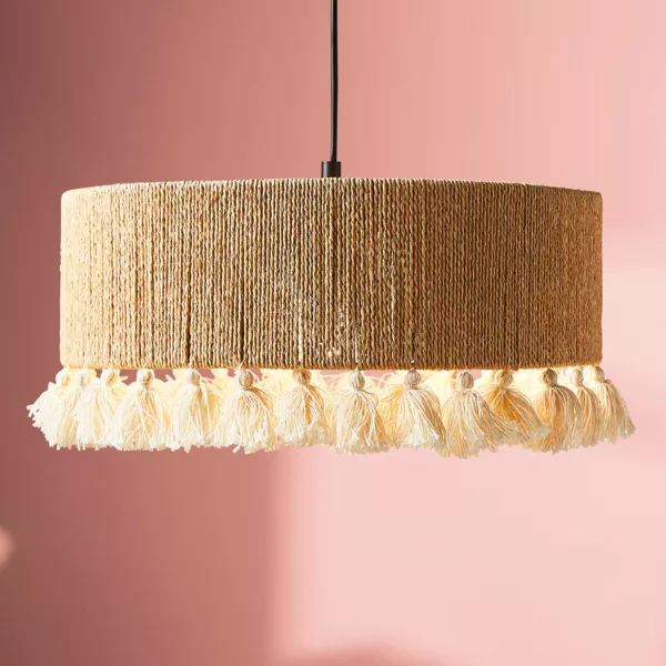 Lampadario a sospensione pon pon e corda (D35 cm) Charlotte Naturale