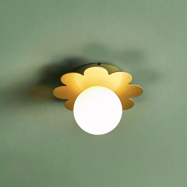 Wandlamp Metaal Fleur nacr�e Wit en Goud
