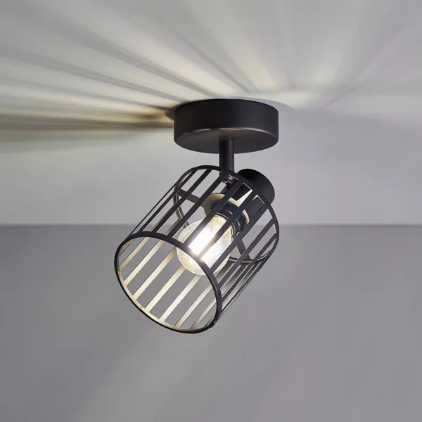 Lampada da parete metallo industriale (H14 cm) Alma Nero