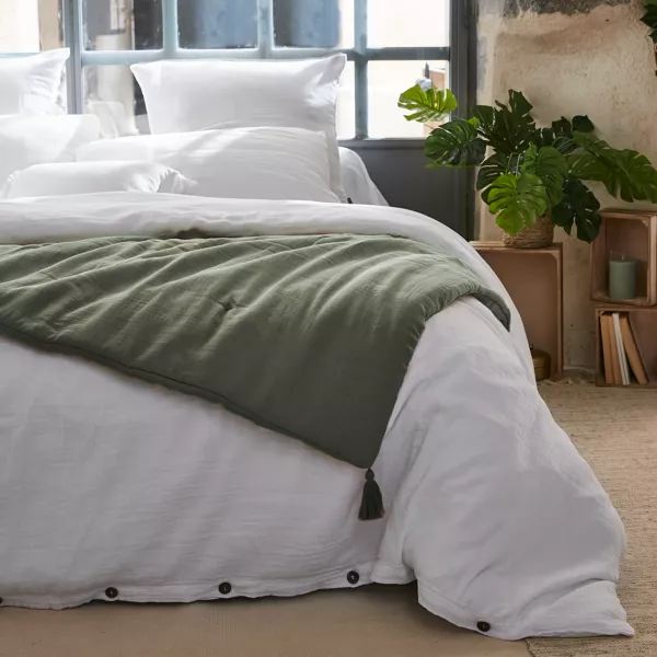 Edredon gaze de coton (90 x 200 cm) Ga�a Vert romarin