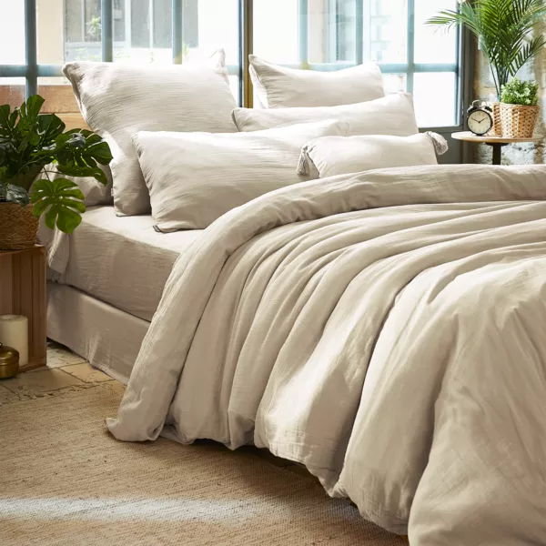 Copripiumino garza di cotone (260 x 240 cm) Ga�a Beige pampa