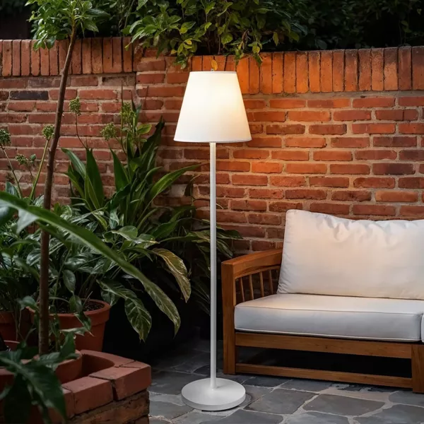 Lampadaire ext�rieur sans fil rechargeable USB LED (H150 cm) Brooklyn Blanc