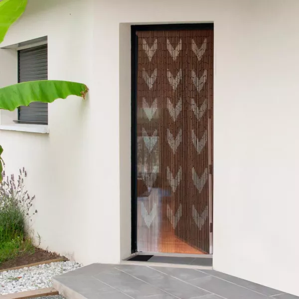 Vliegengordijn bamboe (90 x 200 cm) Chevron Taupe