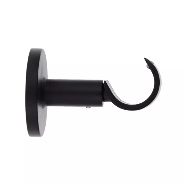 Supporto bastone tenda a piattina fisso (L65 / D28 mm) Lino Nero opaco