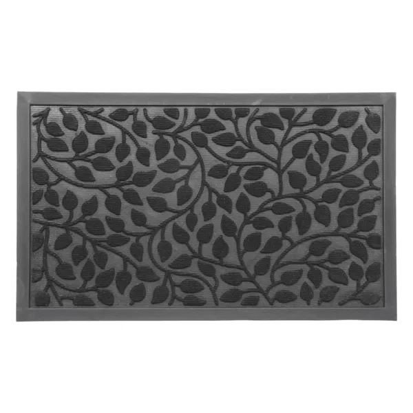 Alfombra de entrada antideslizante (45 x 75 cm) Feuillage Negro