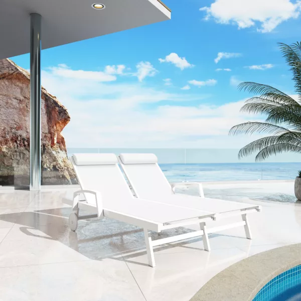 Lettino prendisole doppio in alluminio Pirae Bianco
