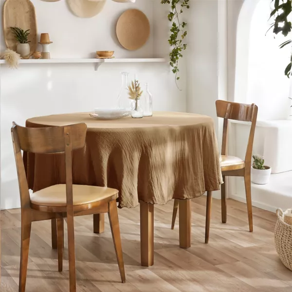 Nappe ronde gaze de coton (180 cm) Ga�a Camel