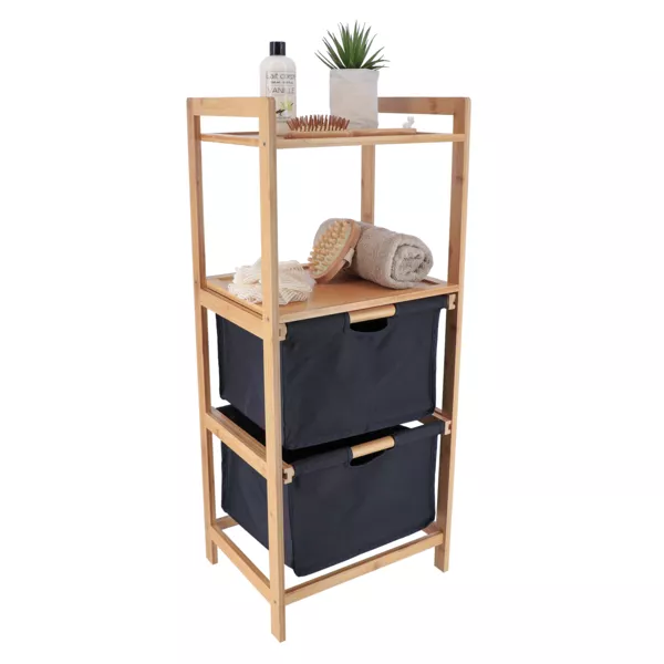 Estante ba�o avec cestas 3 niveles (H90 cm) Purebamboo Negro
