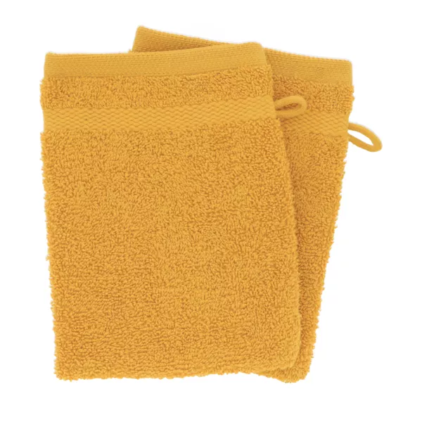 Juego de 2 guantes de ba�o en algod�n (15 x 21 cm) Timeless Amarillo mostaza