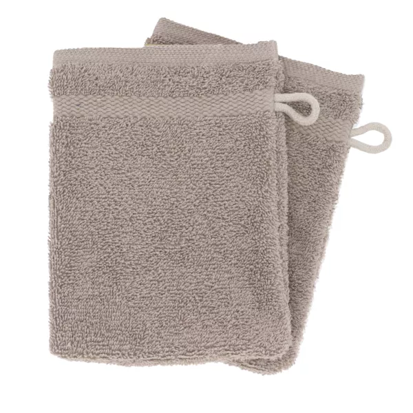 Lot de 2 gants de toilette coton (15 x 21 cm) Timeless Taupe