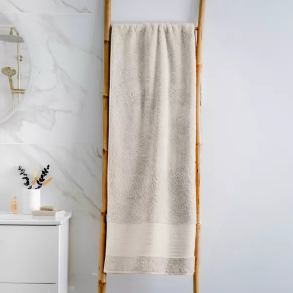 Serviette de bain coton bio (90 x 150 cm) M�line Beige pampa