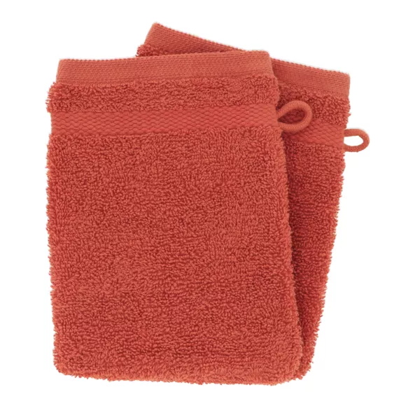 Lot de 2 gants de toilette coton (15 x 21 cm) Timeless Terracotta