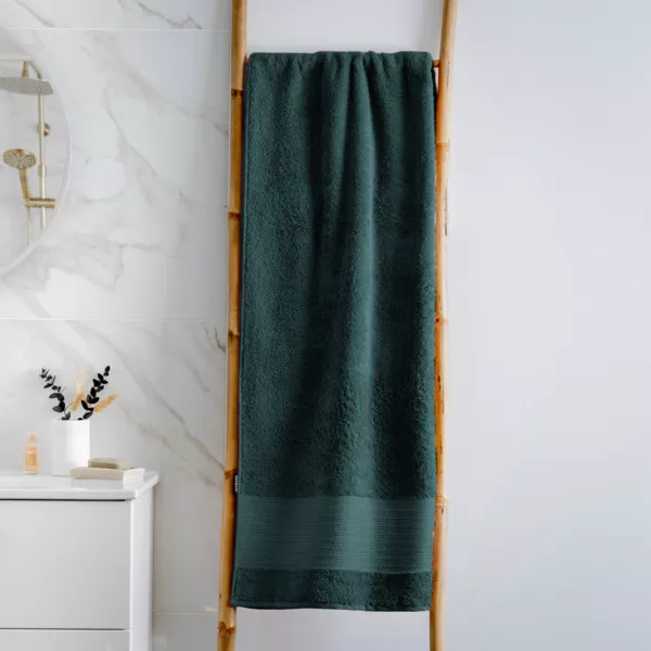 Serviette de bain coton bio (90 x 150 cm) Méline Vert émeraude