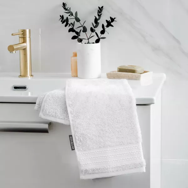 Serviette de bain coton bio (30 x 50 cm) M�line Blanc chantilly