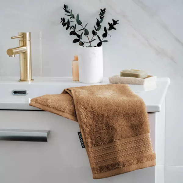 Serviette de bain coton bio (30 x 50 cm) M�line Camel