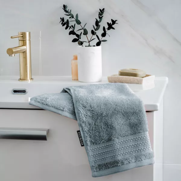 Serviette de bain coton bio (30 x 50 cm) Méline Bleu glacier