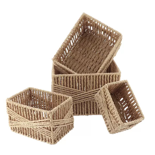 Lot de 4 paniers de rangement (21 x H14 cm) Paper Naturel