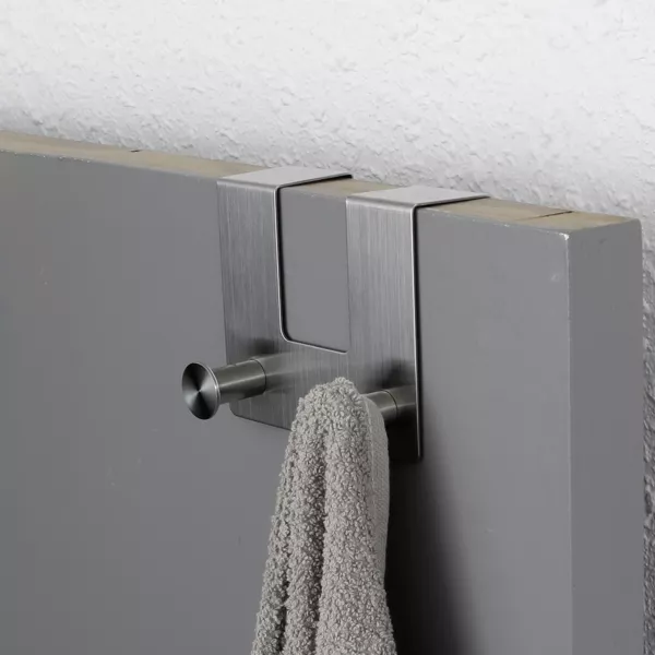 Percha para puerta en acero inoxidable 2 ganchos (H10 cm) Cromo