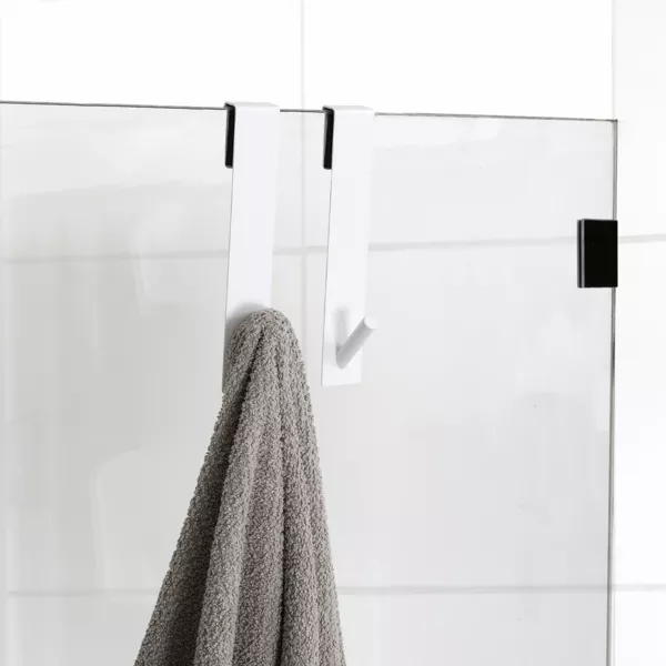 S�t med 2 kroge til oph�ngning specielt til brusekabinev�gge (H18 cm) Hvid
