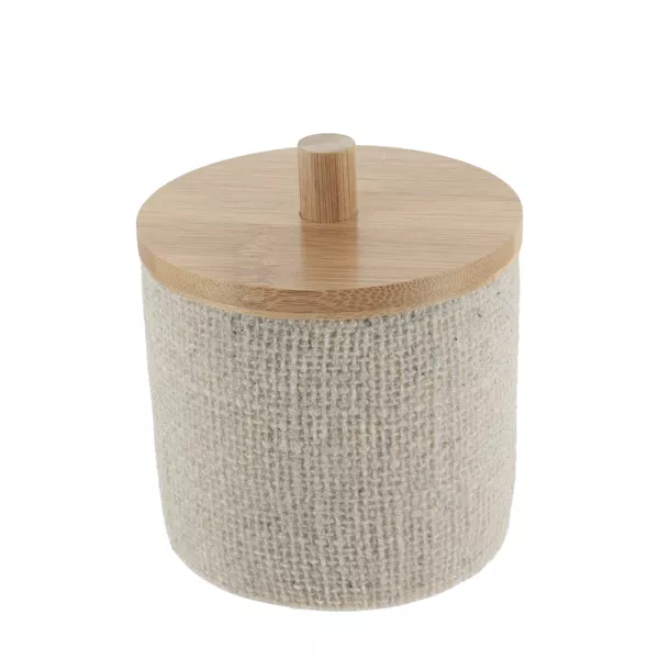 Bomuldsboks med l�g (D10 cm) i Beige Mesh-effekt
