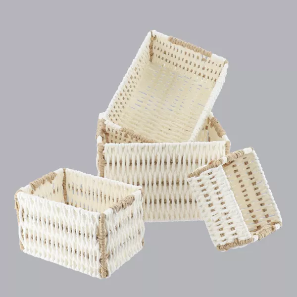 Lot de 4 paniers de rangement Paper Blanc