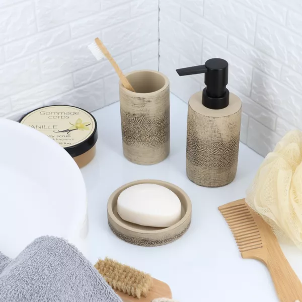 Badezimmer Set Zement Tanger Naturfarben