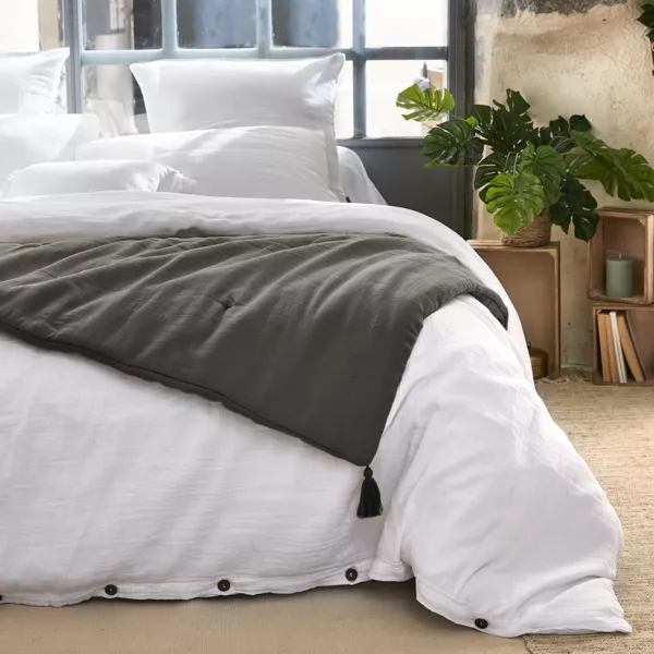 Camino de cama edred�n en gasa de algod�n (150 x 150 cm) Ga�a Gris granito