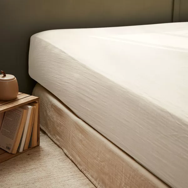 Drap housse gaze de coton (90 x 200 cm) Ga�a Beige pampa