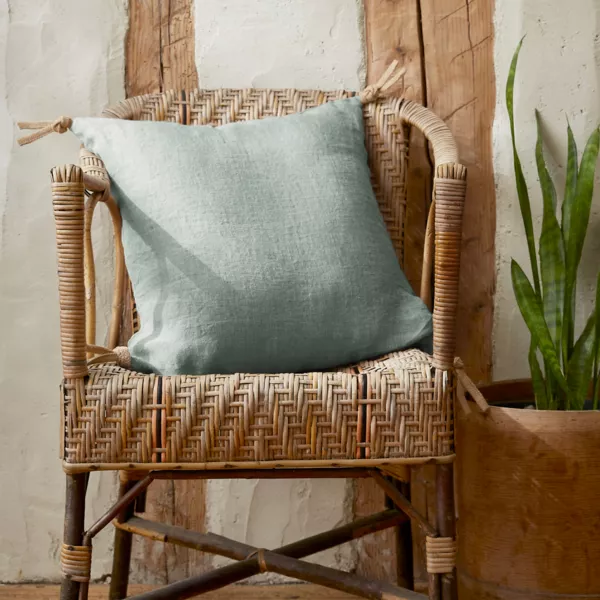Cojín cuadrado lino lavado (45 cm) Louise Verde eucalipto