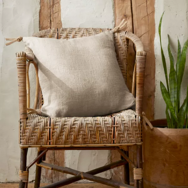 Coussin carr� lin lav� (45 cm) Louise Beige