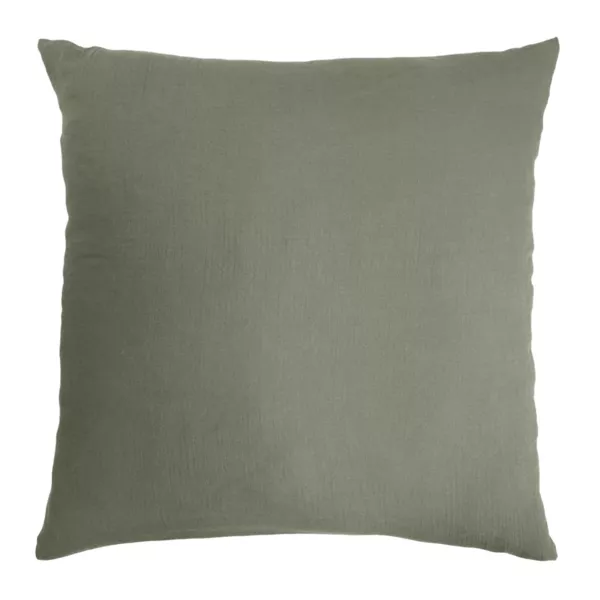 Federa per cuscino letto quadrata in garza di cotone (80 x 80 cm) Gaia Verde rosmarino