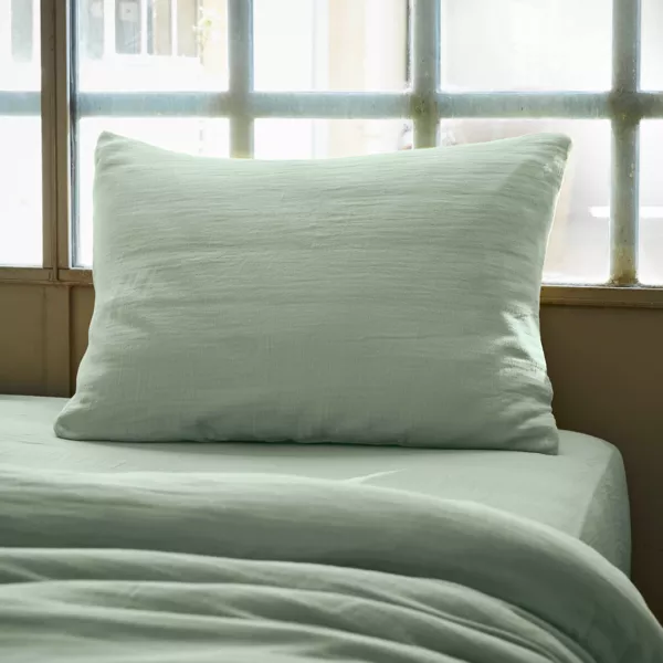 Rechteckiger Musselin-Kopfkissenbezug (50 x 80 cm) Ga�a Eukalyptusgr�n