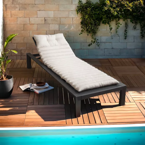 Cuscino per lettino prendisole trapuntato (180 x 60 cm) Sunset Ecru