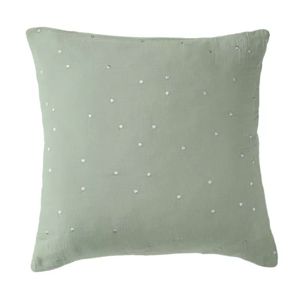 Federa per cuscino letto quadrata in garza di cotone (60 x 60 cm) Gaia Chic Verde eucalipto