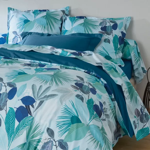 Federa cuscino a rullo in percalle di cotone (L200 cm) Moorea Blu