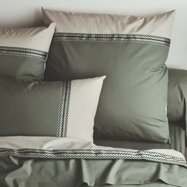 Federa cuscino letto quadrata percalle di cotone (65 x 65 cm) Noa Verde kaki
