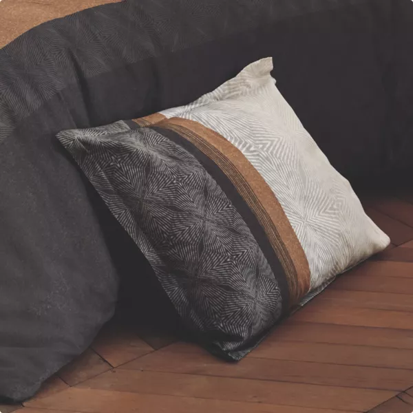 Rechteckiger Kopfkissenbezug aus Baumwoll-Satin (50 x 70 cm) Tiago Schwarz