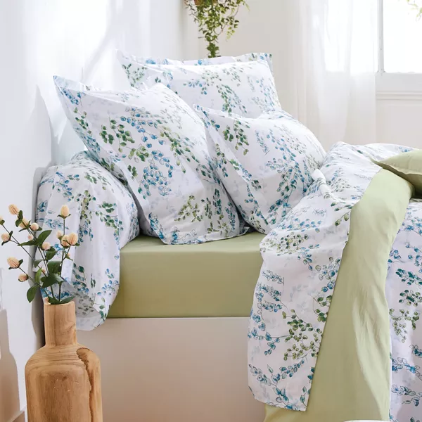Funda de almohada cuadrada en satén de algodón (65 x 65 cm) Angèle Verde lima