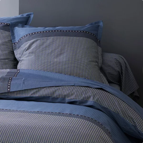 Taie de traversin satin de coton (L200 cm) Enzo Bleue