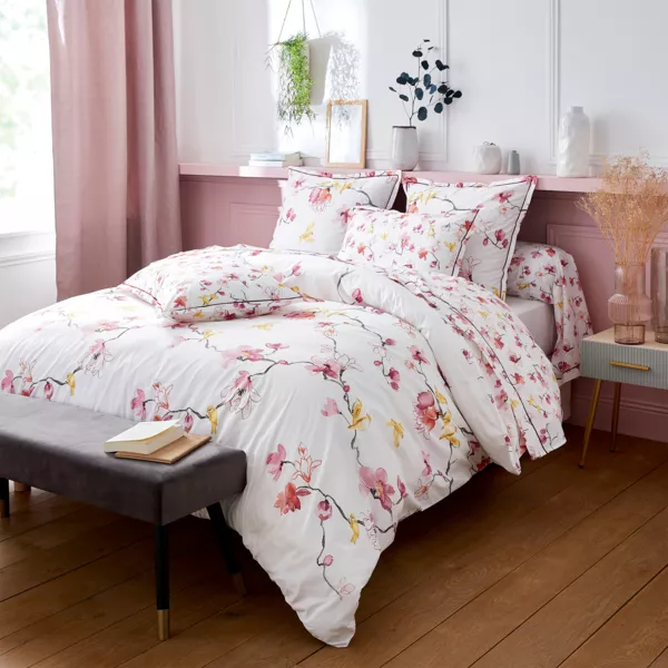 Housse de couette percale de coton (260 x 240 cm) Elisa Rose 