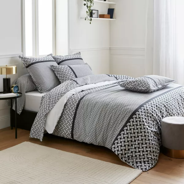 Funda n�rdica en percal de algod�n (280 x 240 cm) Riviera Gris