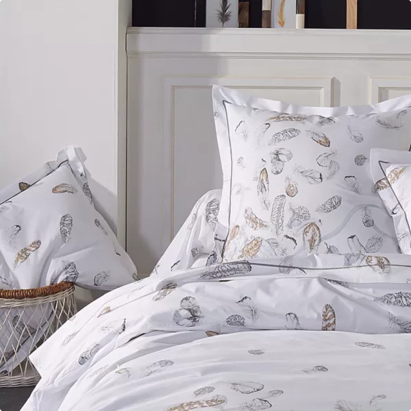 Funda para travesa�o almohad�n percal de algod�n (L200 cm) Plumes Gris