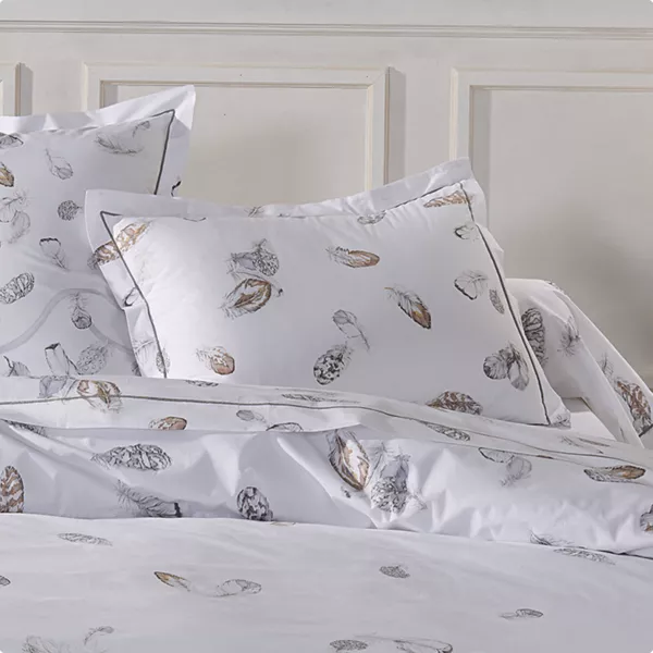 Federa rettangolare percalle di cotone (50 x 70 cm) Piume Grigio