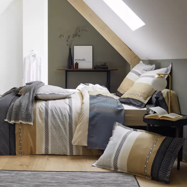 Copripiumino in percalle di cotone (300 x 240 cm) Marlow Grigio