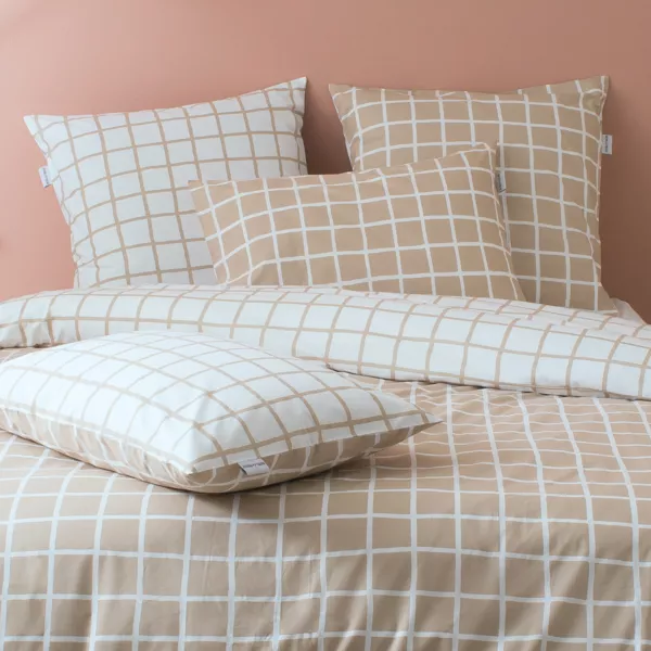 Federa cuscino letto rettangolare percalle di cotone (50 x 70 cm) Max Beige