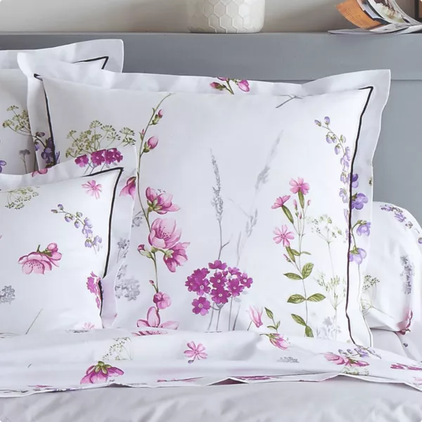 Taie d'oreiller carr�e coton (65 x 65 cm) Pretty Blanche