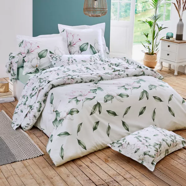 Housse de couette percale de coton (280 x 240 cm) Magnolia Vert sauge