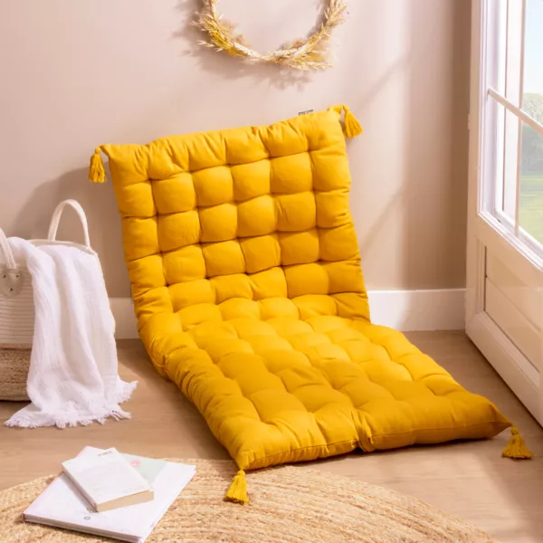 Matelas de sol coton (120 x 60 cm) Pixel Jaune moutarde