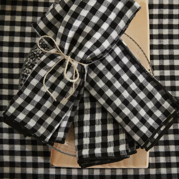 Juego de 3 servilletas gasa de algod�n (40 x 40 cm) Ga�a vichy Negro